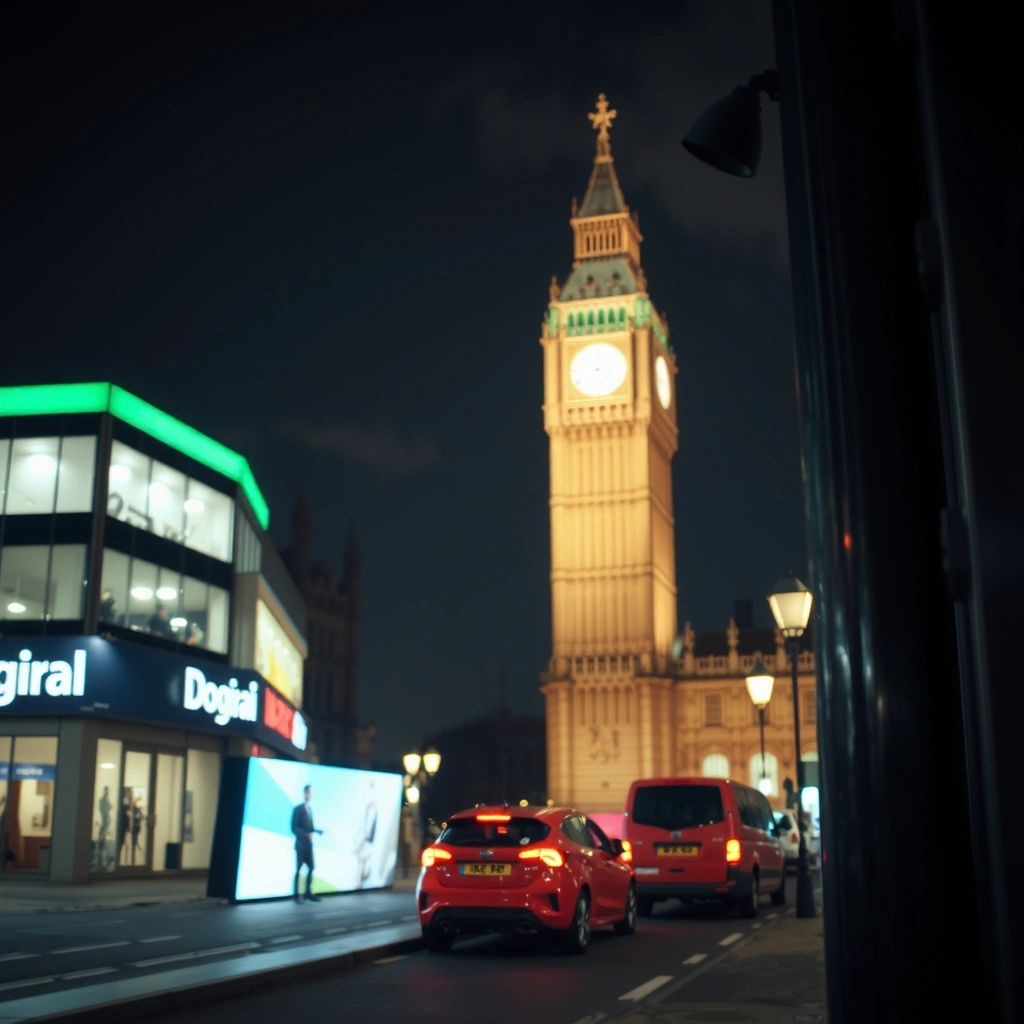 Neon London cityscape background